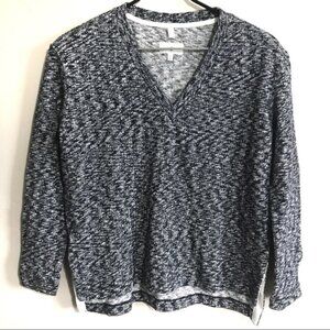 Lou & Grey Small Cotton Marled Sweater Black Navy​​​